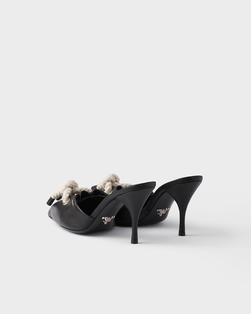 Nappa leather mules with cord detail