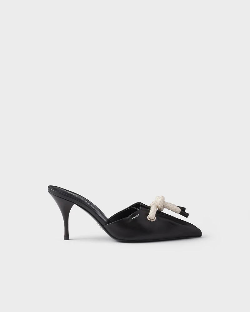 Nappa leather mules with cord detail