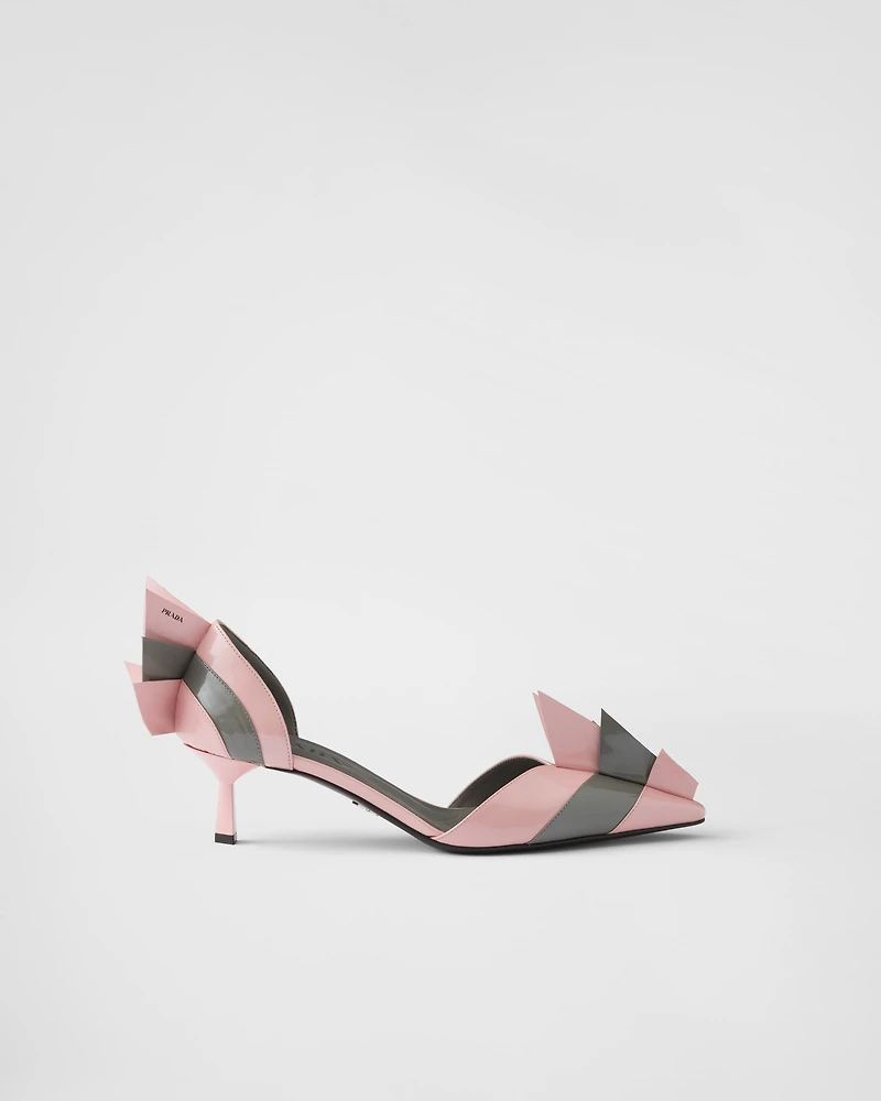 Two-tone patent leather D'Orsay pumps