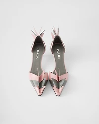 Two-tone patent leather D'Orsay pumps