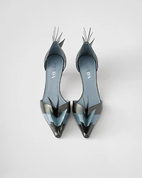 Two-tone patent leather D'Orsay pumps