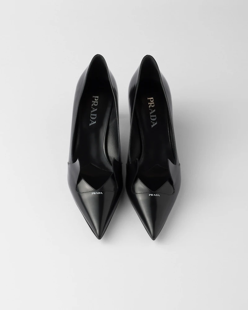 Two-tone brushed leather pumps
