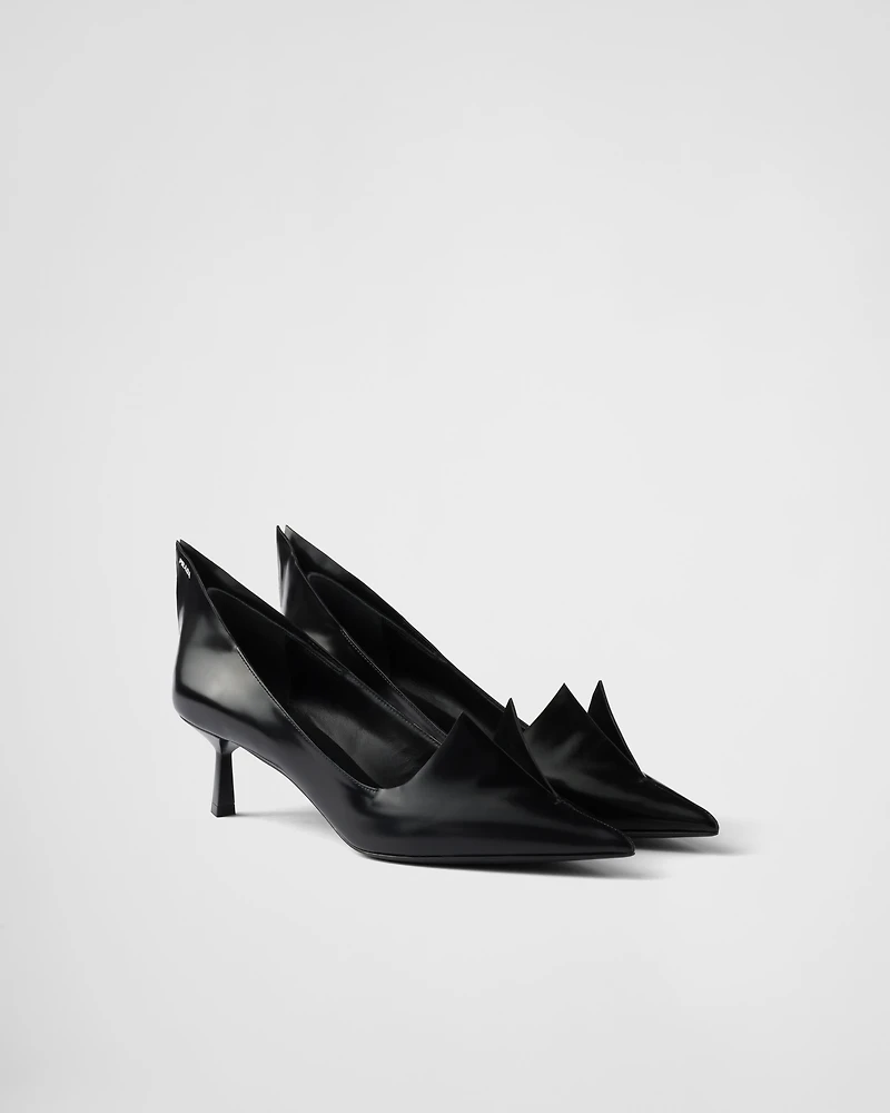 Brushed leather pumps