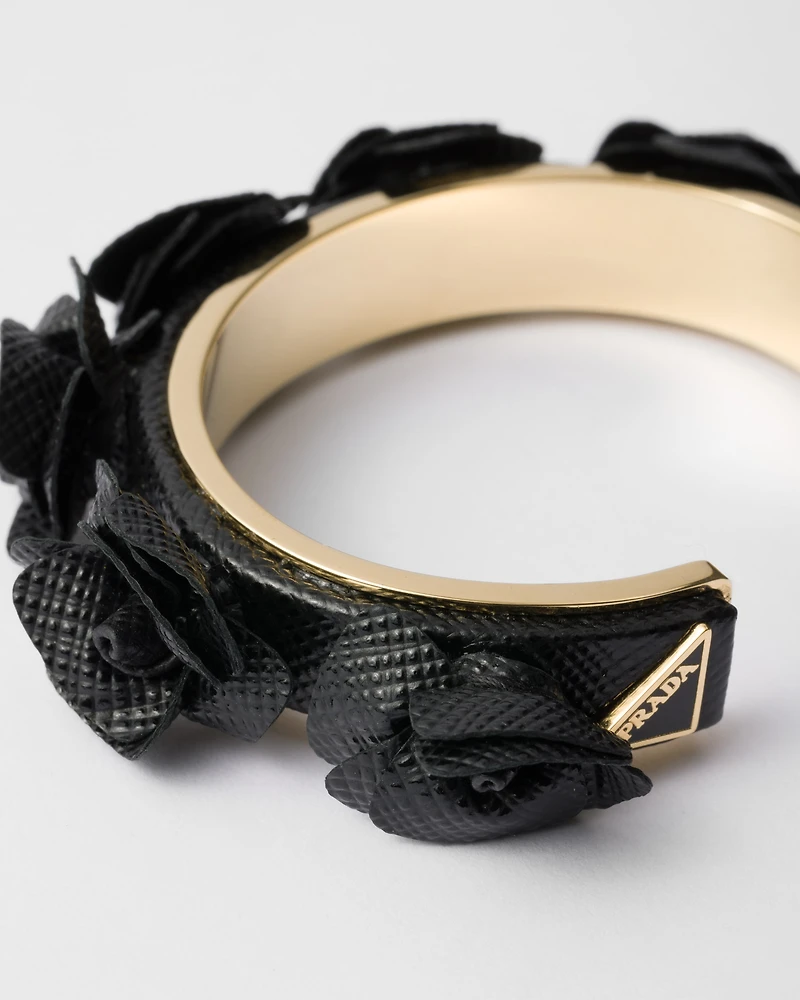 Saffiano leather and metal bracelet