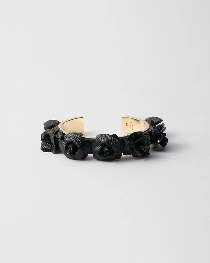 Saffiano leather and metal bracelet