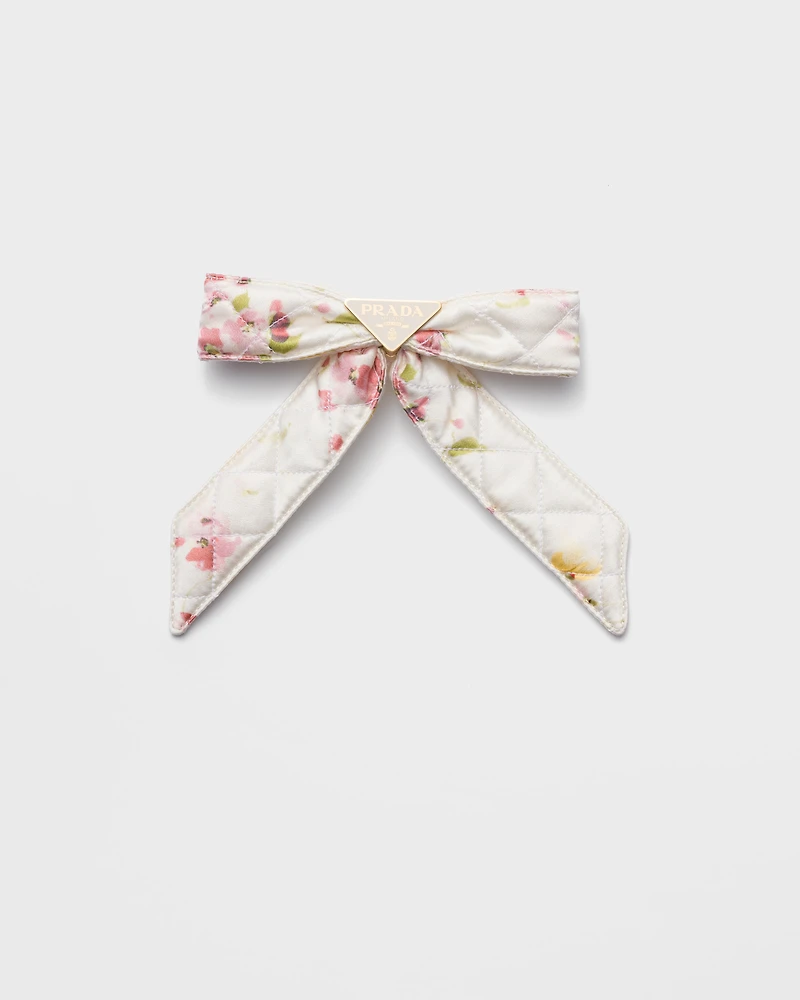 Floral-print satin hair clip