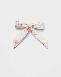 Floral-print satin hair clip