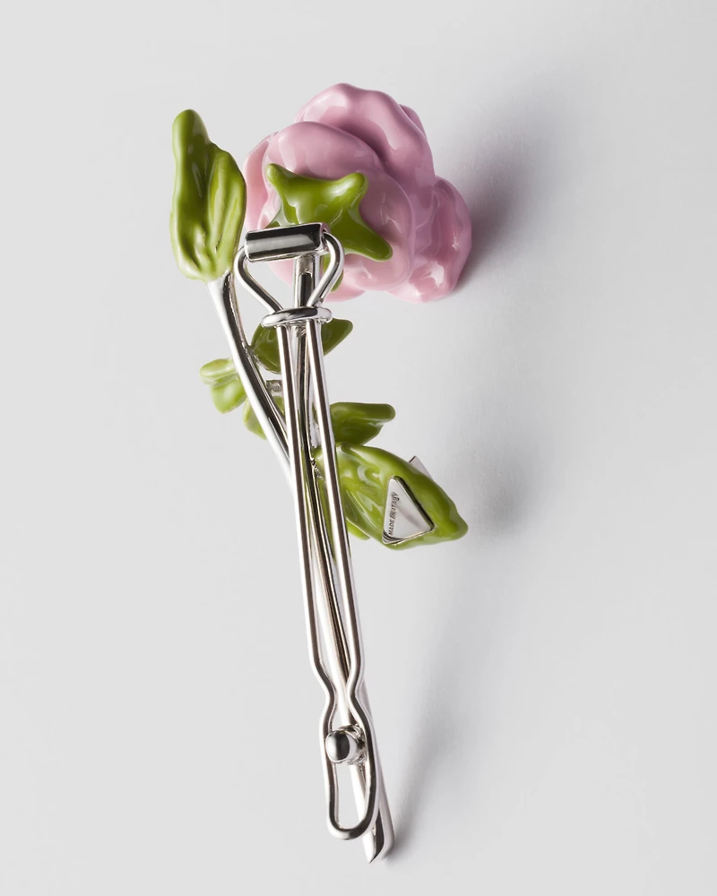 Enamelled metal hair clip