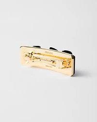 Saffiano leather and metal hair clip