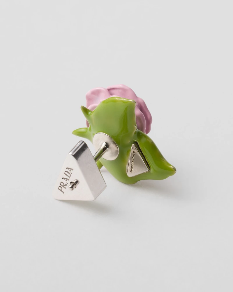 Enameled metal earrings