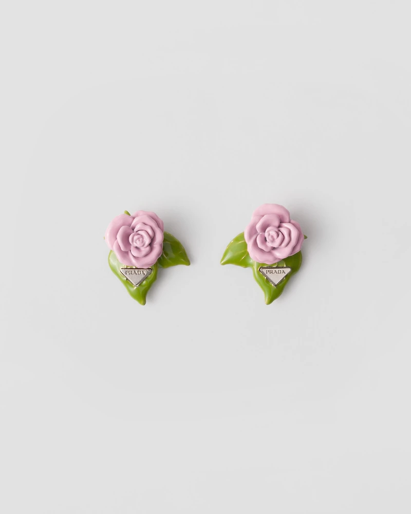 Enameled metal earrings