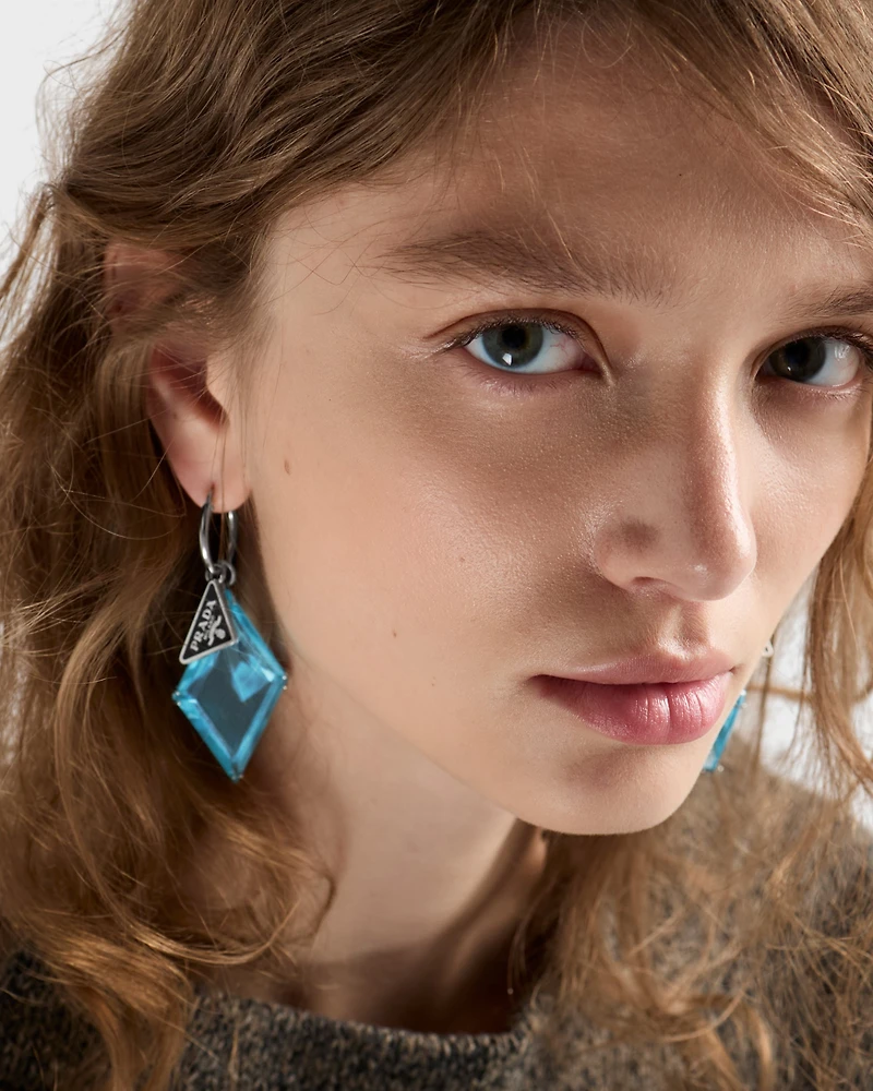 Metal and glass earrings
