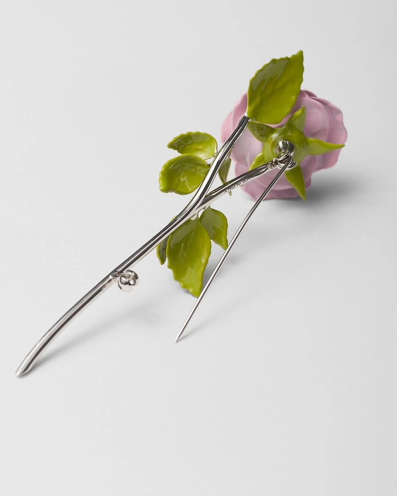 Enameled metal brooch