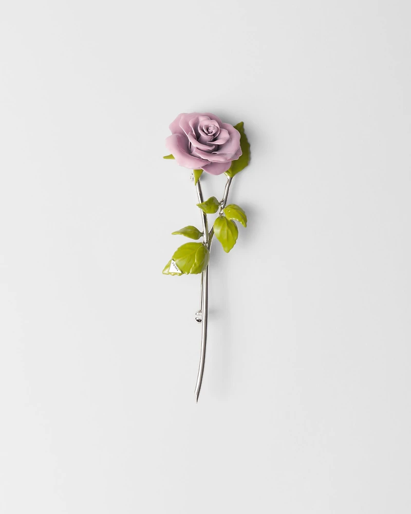 Enameled metal brooch