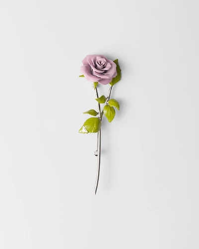 Enameled metal brooch