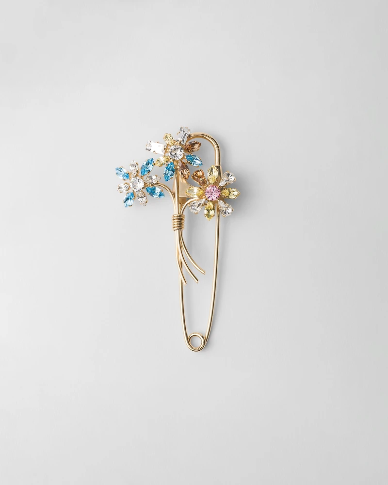Metal brooch with crystals