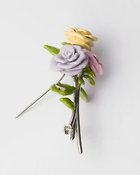 Enameled metal brooch