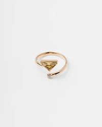 Eternal gold contrarié ring yellow with diamond and green quartz