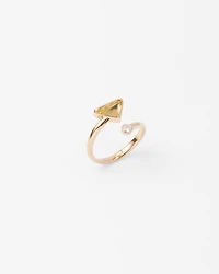 Eternal gold contrarié ring yellow with diamond and green quartz