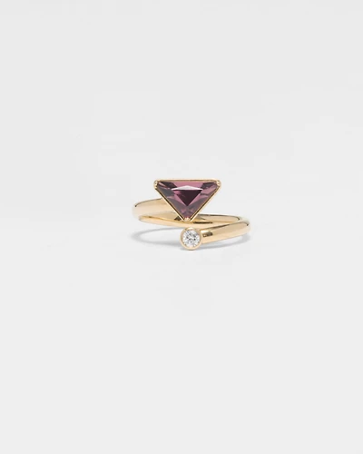 Eternal gold contrarié ring yellow with diamond and amethyst