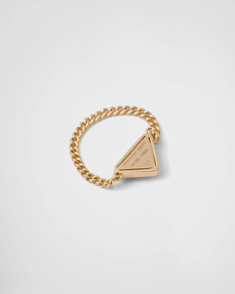 Eternal gold chain ring yellow with green quartz