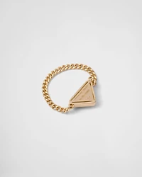 Eternal gold chain ring yellow with green quartz