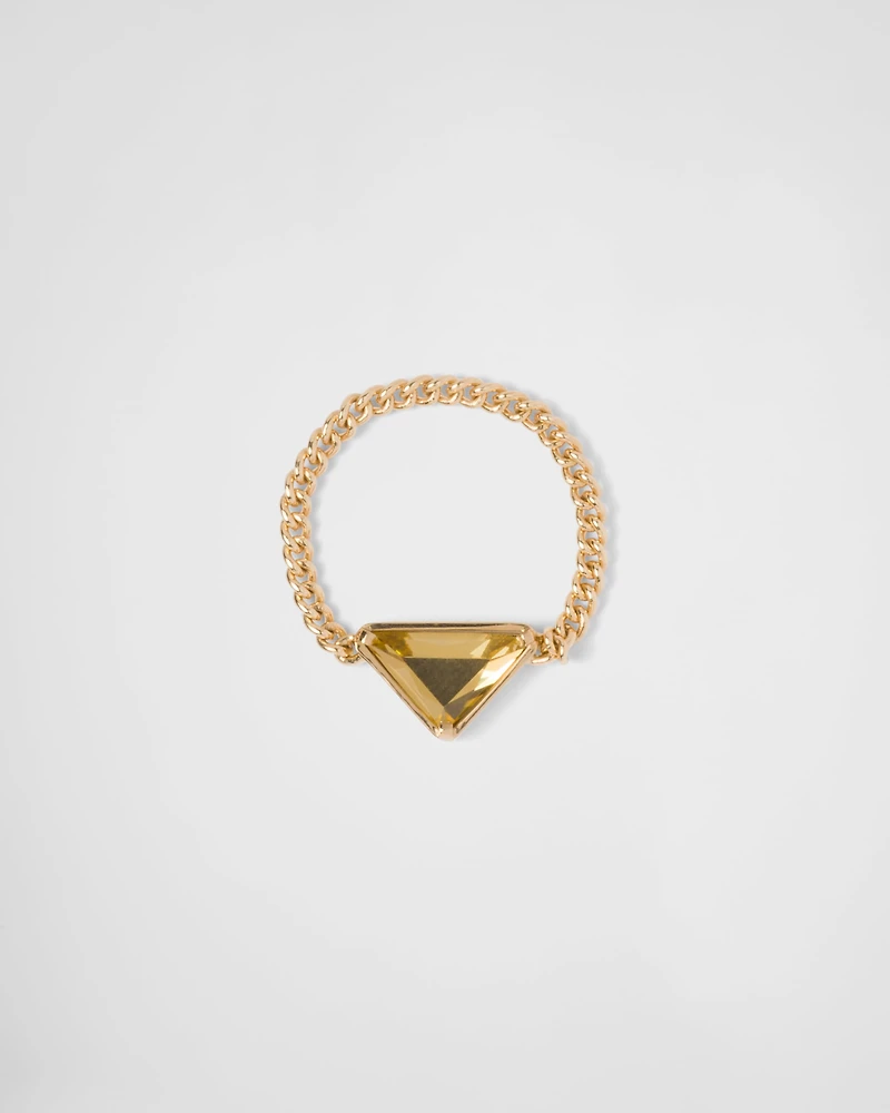 Eternal gold chain ring yellow with green quartz