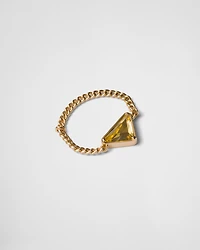 Eternal gold chain ring yellow with green quartz