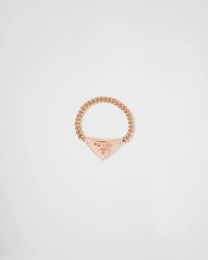 Eternal gold chain ring rose with diamonds