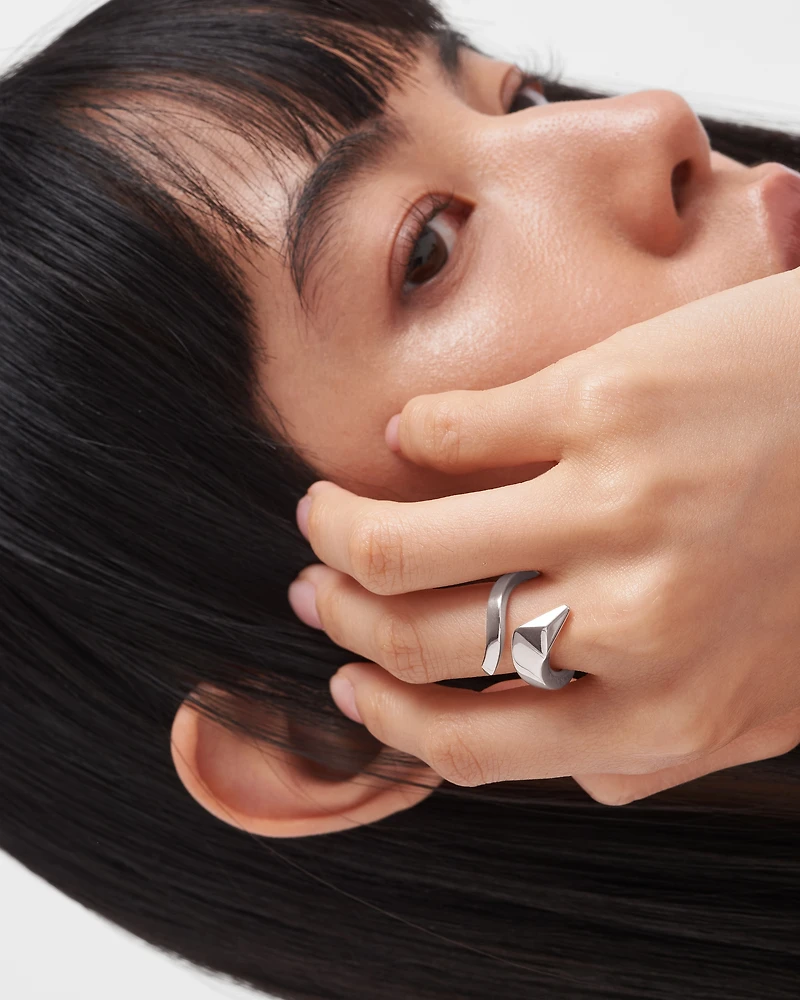 Eternal gold snake mini ring white
