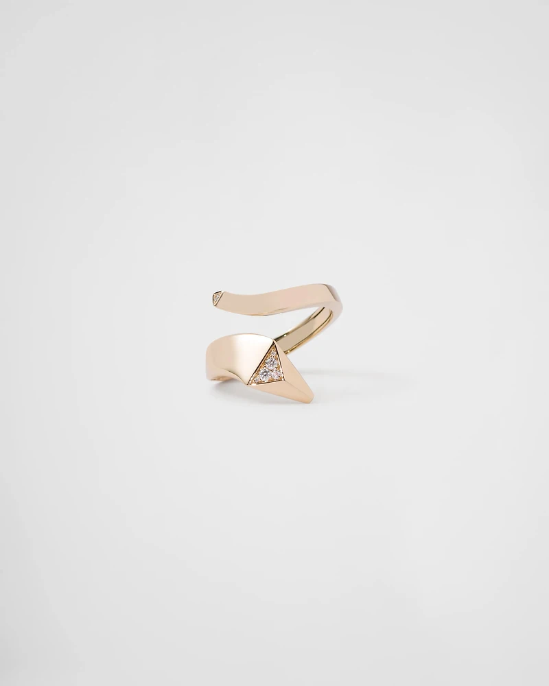 Eternal gold snake mini ring yellow and diamonds