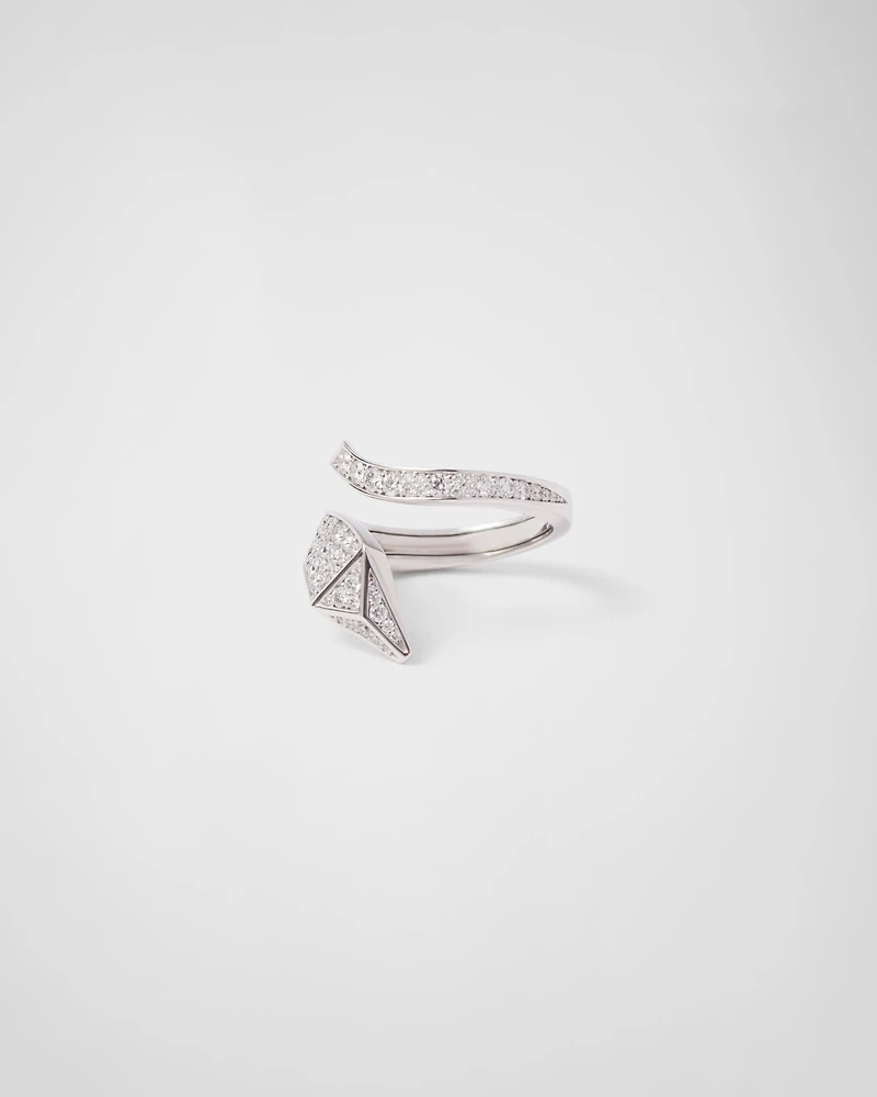 Eternal gold snake mini ring white and diamonds