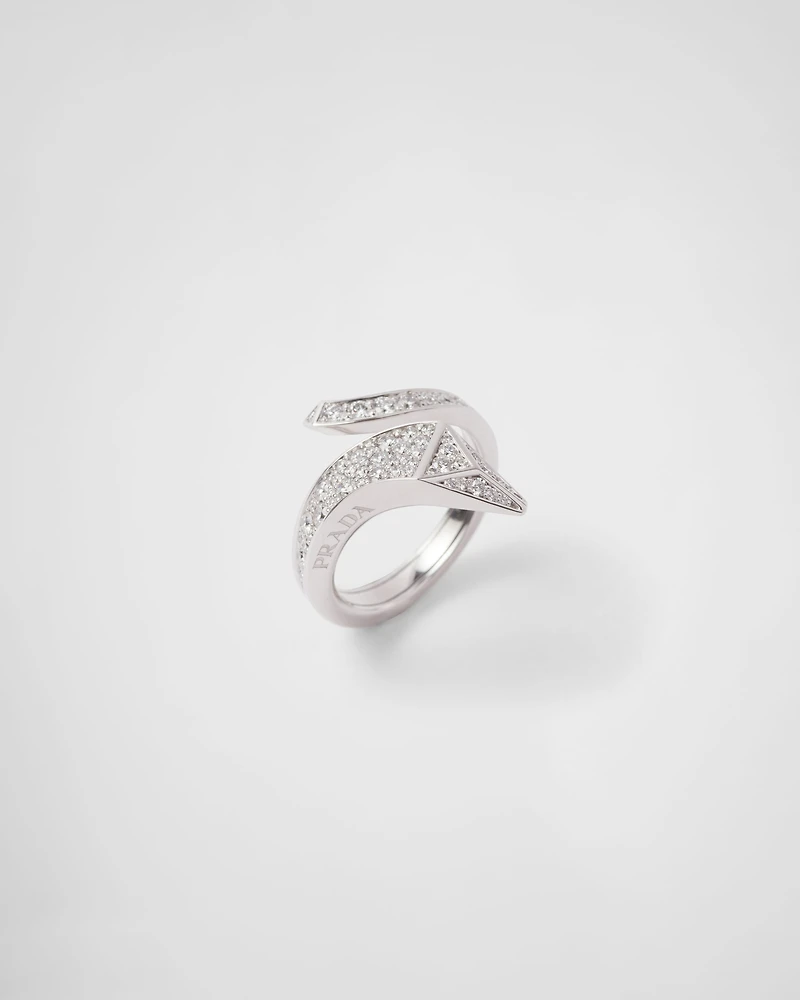 Eternal gold snake mini ring white and diamonds