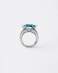 Couleur Vivante solitaire ring - white gold with aquamarine and peridot
