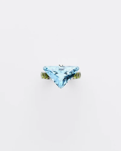 Couleur Vivante solitaire ring - white gold with aquamarine and peridot