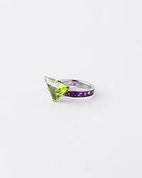 Couleur Vivante solitaire ring - white gold with peridot and amethyst