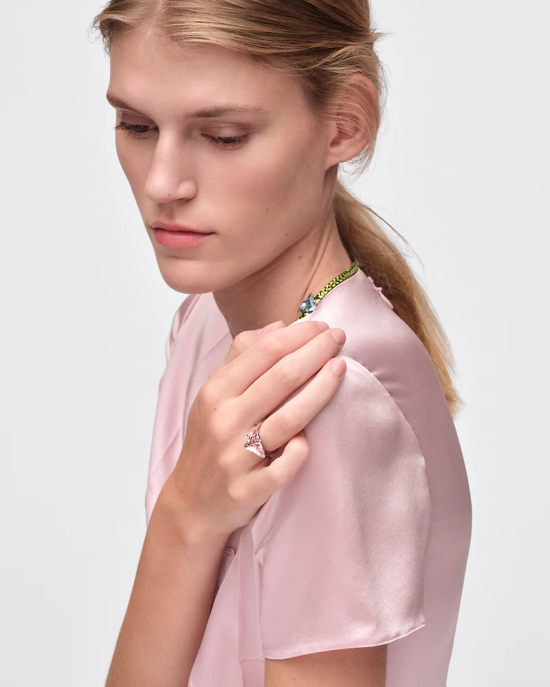 Couleur Vivante solitaire ring - white gold with morganite and aquamarine