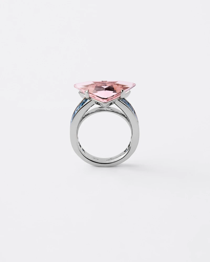 Couleur Vivante solitaire ring - white gold with morganite and aquamarine