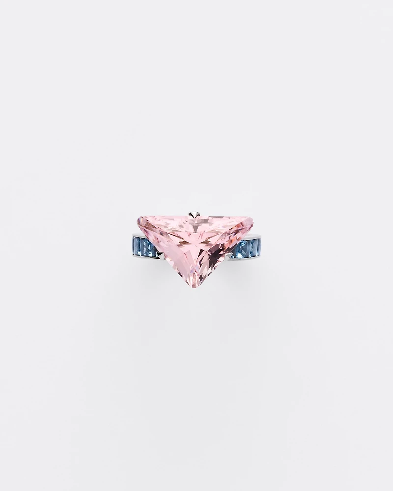 Couleur Vivante solitaire ring - white gold with morganite and aquamarine