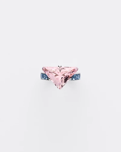Couleur Vivante solitaire ring - white gold with morganite and aquamarine