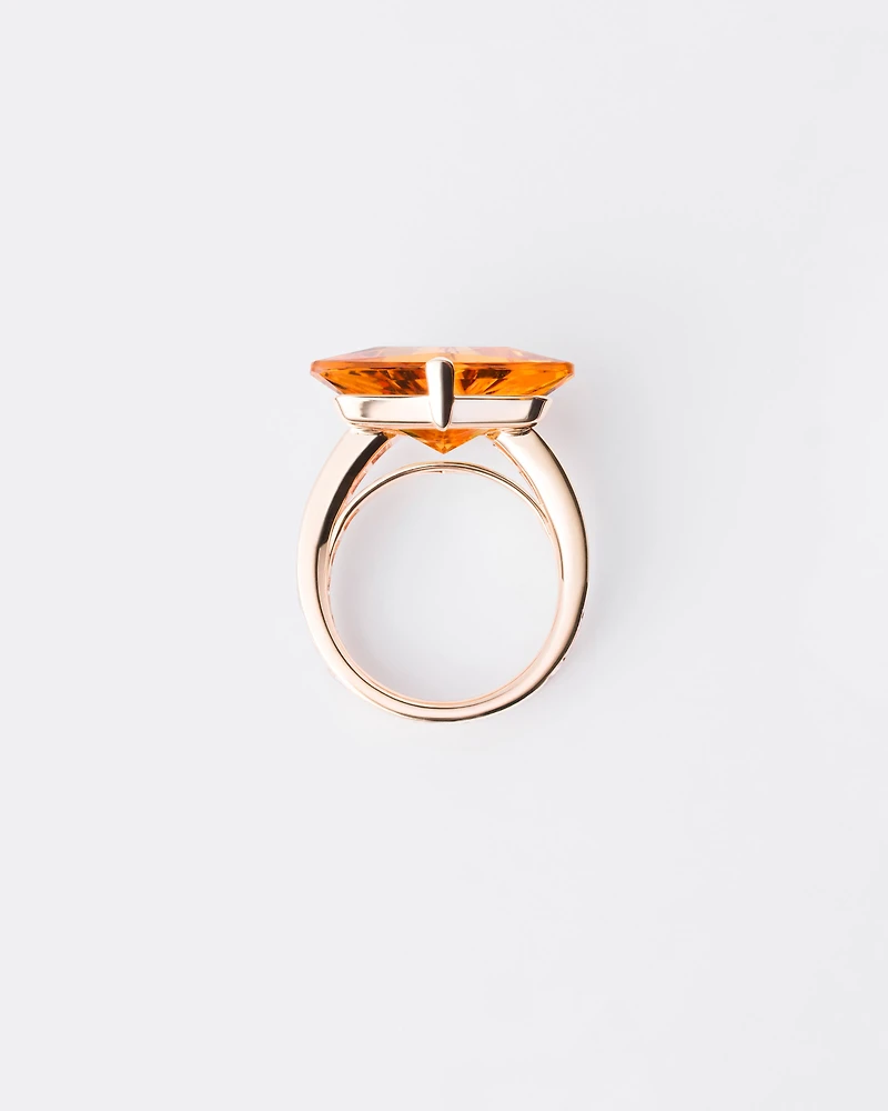 Couleur Vivante solitaire ring - rose gold with citrine and morganite
