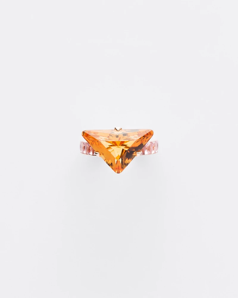 Couleur Vivante solitaire ring - rose gold with citrine and morganite