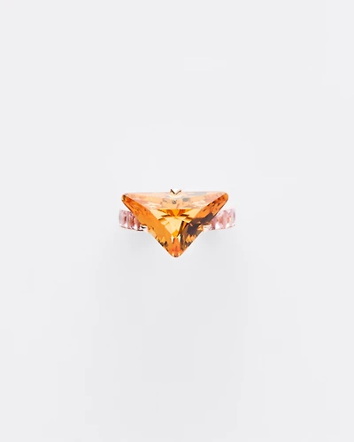 Couleur Vivante solitaire ring - rose gold with citrine and morganite
