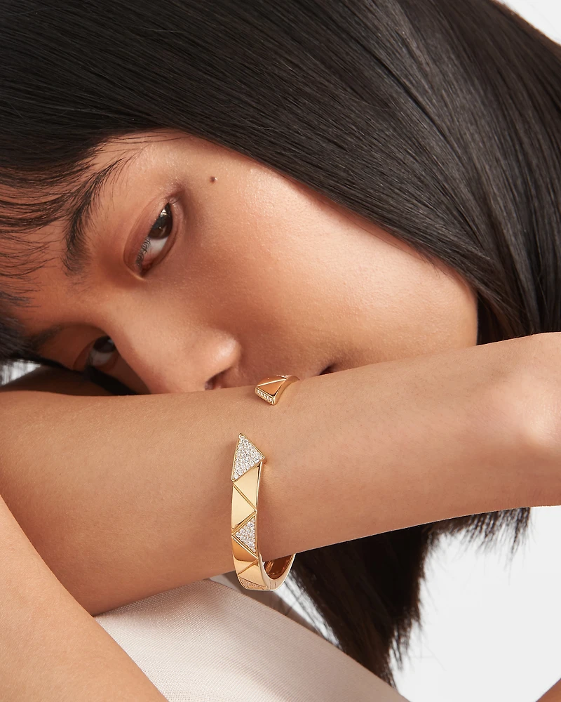 Eternal gold bangle bracelet with pavé diamonds