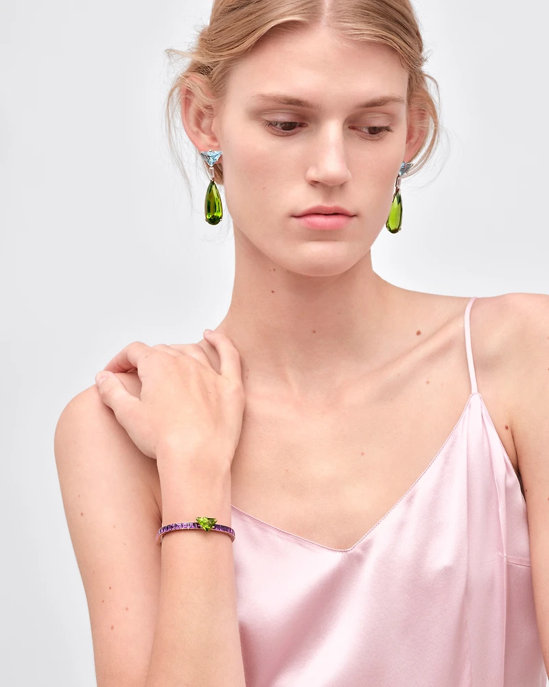 Couleur Vivante bracelet - white gold with peridot and amethyst