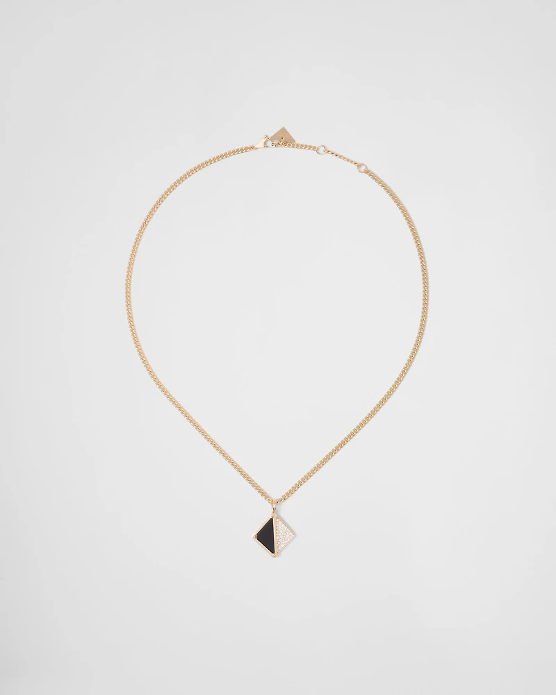 Eternal gold pendant necklace yellow with diamonds and onyx