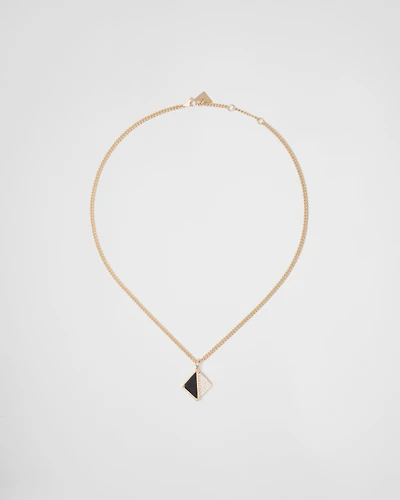 Eternal gold pendant necklace yellow with diamonds and onyx