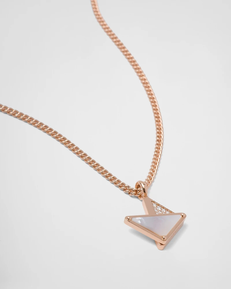 Eternal gold pendant necklace rose with diamonds and mother-of-pearl