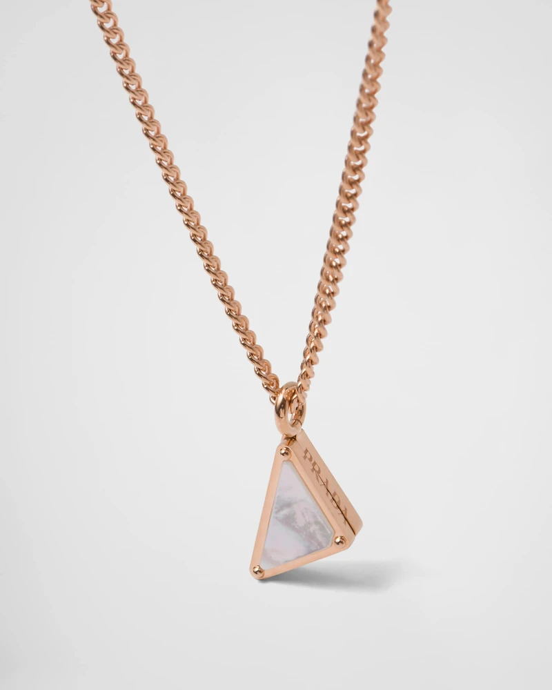 Eternal gold pendant necklace rose with diamonds and mother-of-pearl