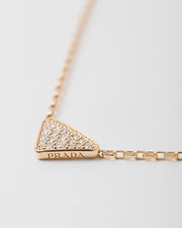 Eternal Gold micro triangle pendant necklace in yellow gold and diamonds 